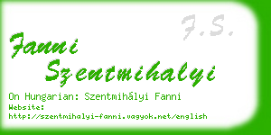 fanni szentmihalyi business card